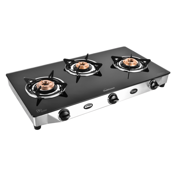 Sunflame shakti gas stove 3 burner stainless steel glass top cheap